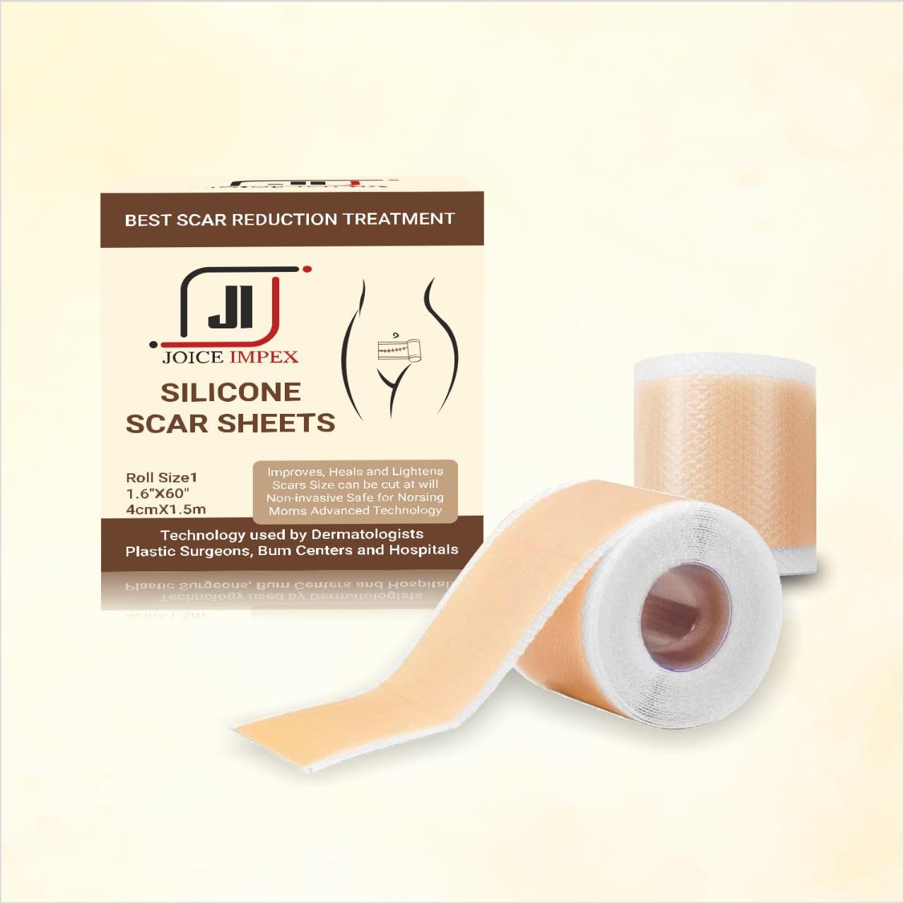 Silicone Scar Sheets, Silicon gel sheets for Scars Transparent Medical Silicone Gel Tape for Scar Removal ((1" x 60"Roll)