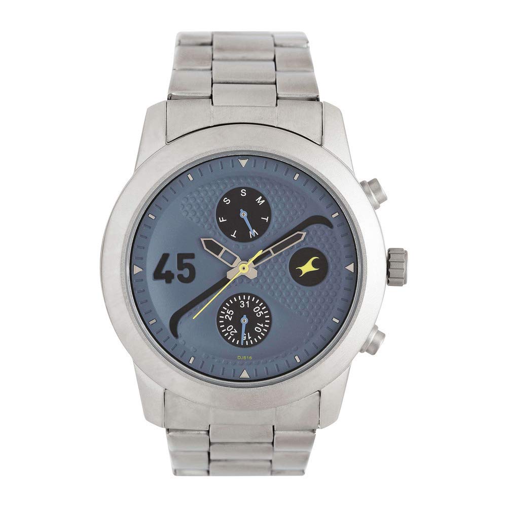Fastrack Men Stainless Steel Go Skate Analog Blue Dial Watch-Nn3216Sm01/Np3216Sm01, Band Color-Silver (B082XKW6LP) Amazon Price History, Amazon Price Tracker