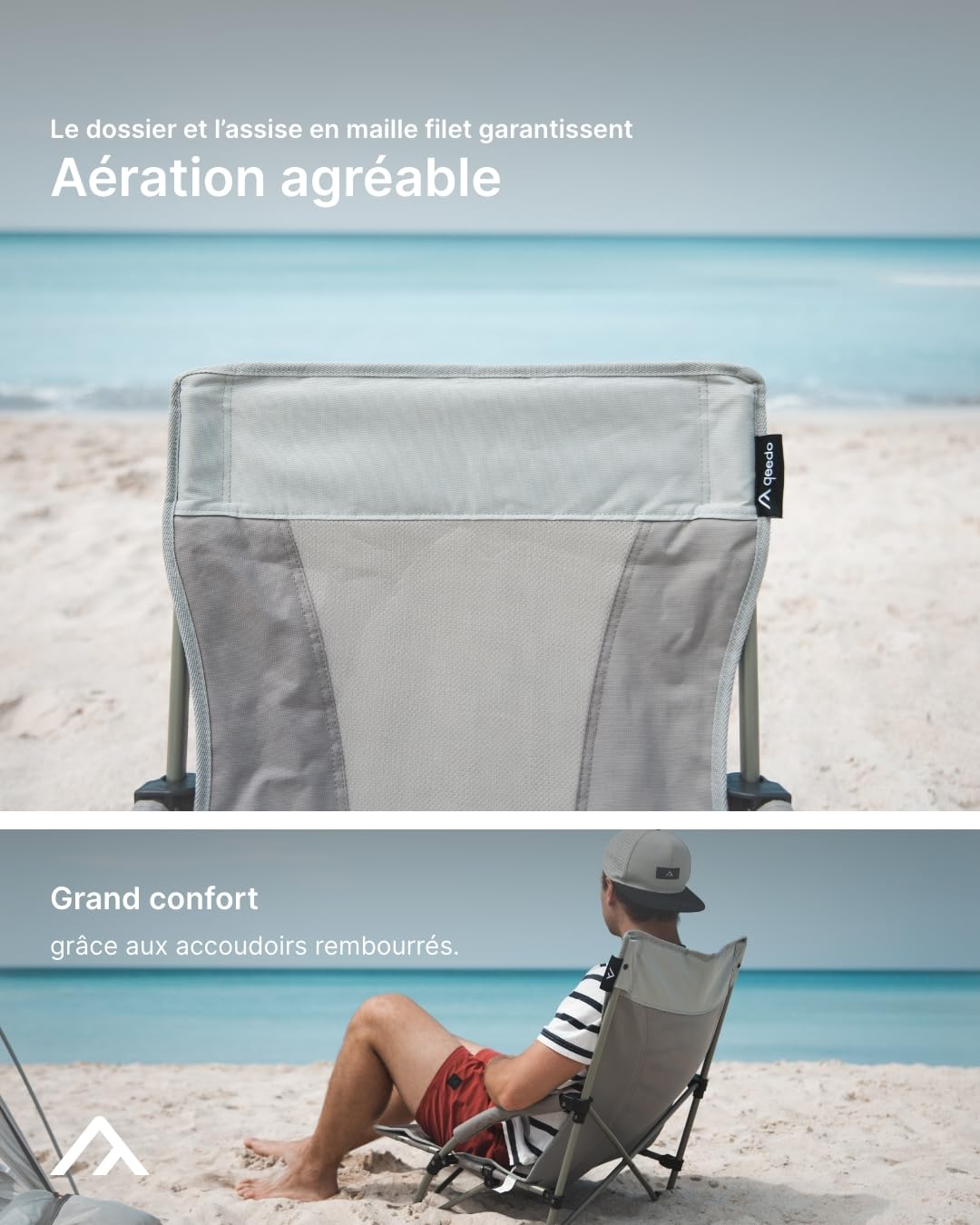 qeedo Johnny Beach Siege de Playa, Siege de Plage Pliable (capacité: 100 kg), Chaise Pliante