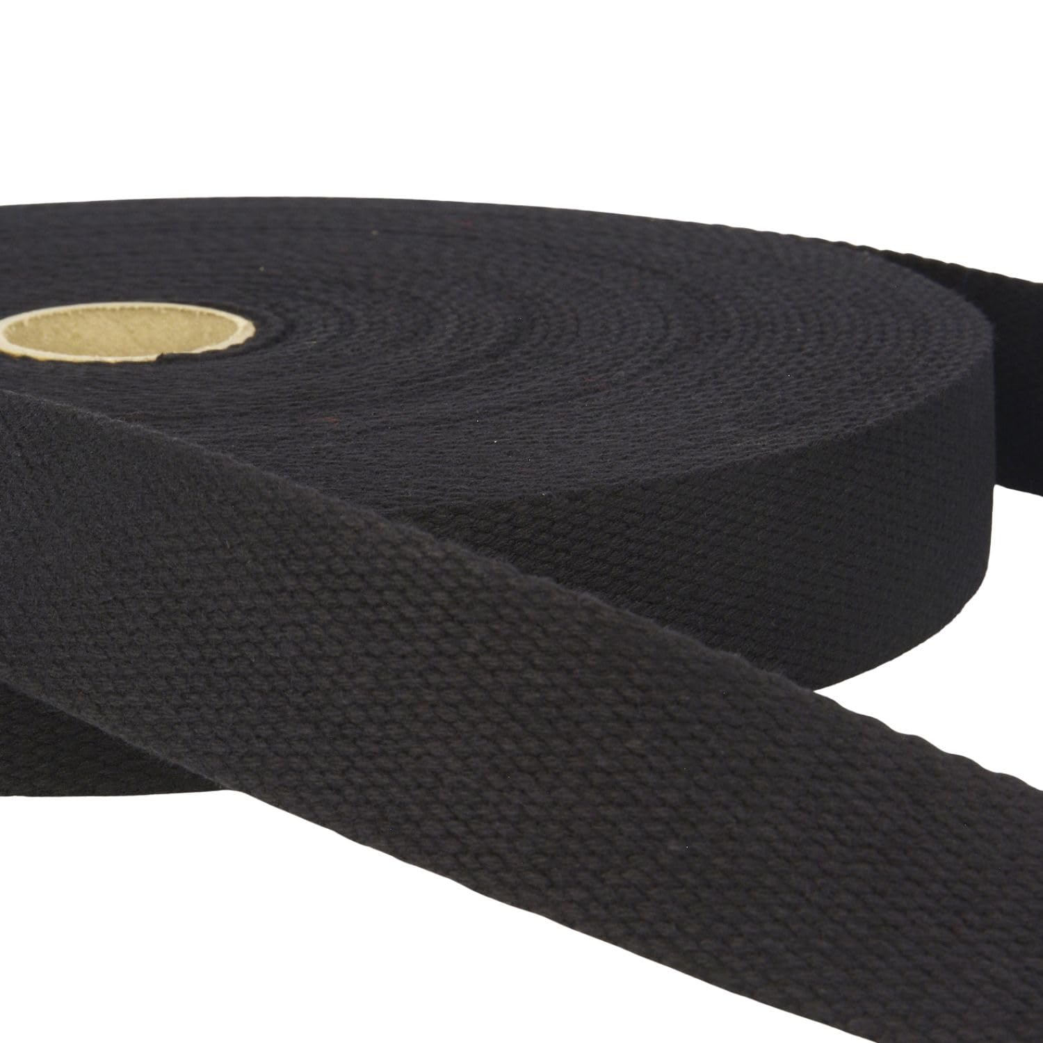 2 Metres Black Heavy Duty Cotton Webbing, 25mm Wide Strong Thick Firm Strap, Machine Washable 30°C, Perfect for Bag Handles, Tote Straps, Belts, Pet Leads, Repairs & Crafts by Giddy Square