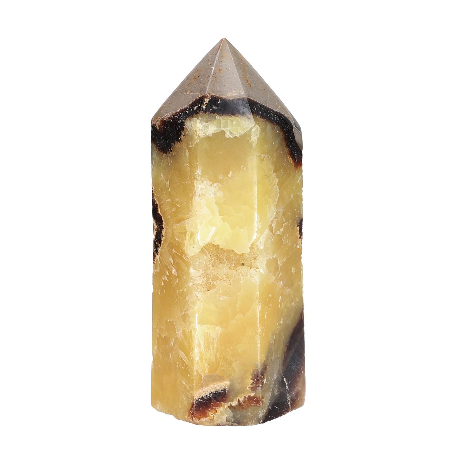 TUMBEELLUWA Natural Septarian Dragon Stone Crystal Wand for Healing Chakra Witches, Hexagonal Pointed Crystal Obelisk Tower Witchcraft Altar Supplies