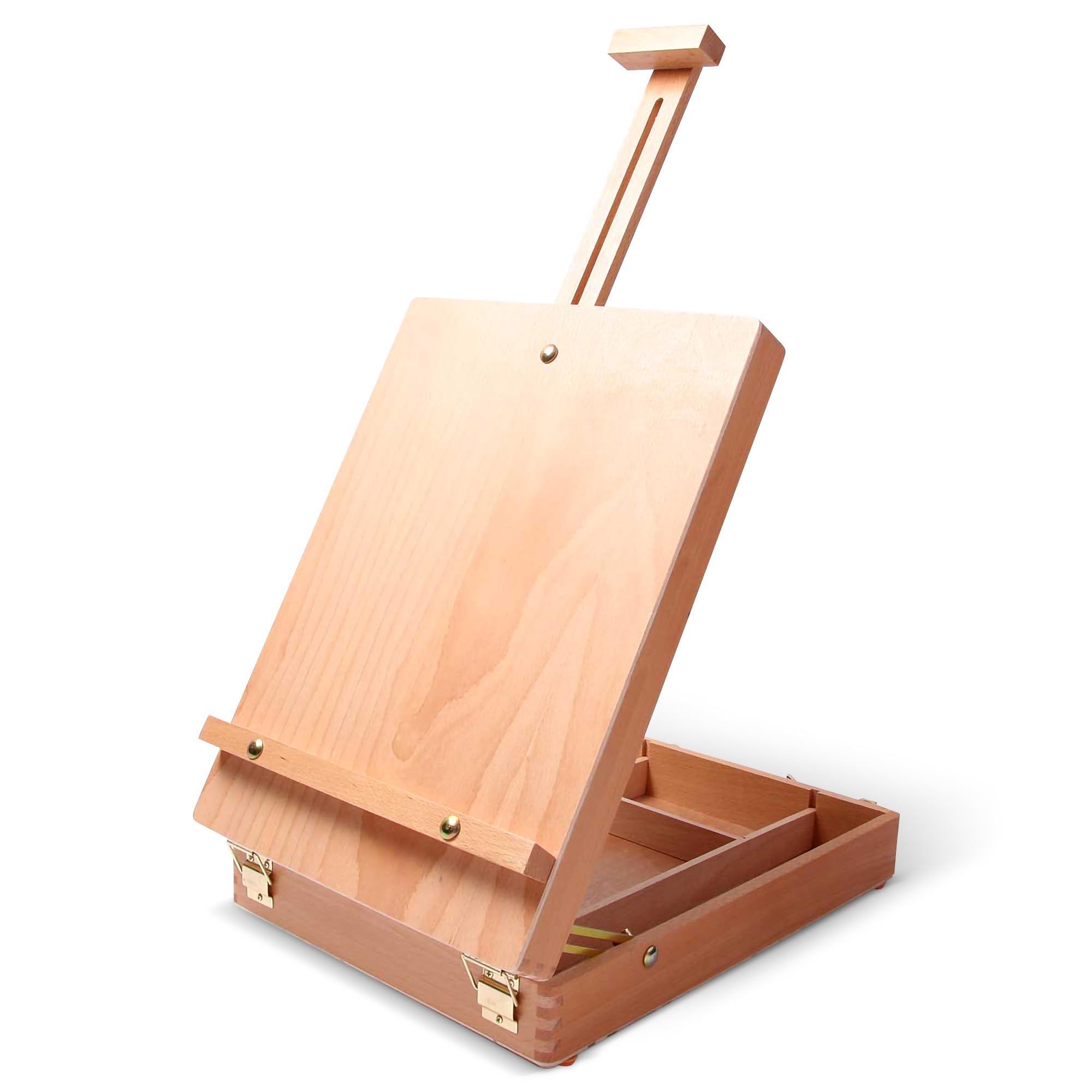 ARTISTIK Wooden Tabletop Box Easel with Adjustable Height & Angle – Solid Beechwood Artist Easel for Sketching & Painting – Portable Storage Art Box with Sturdy Handle