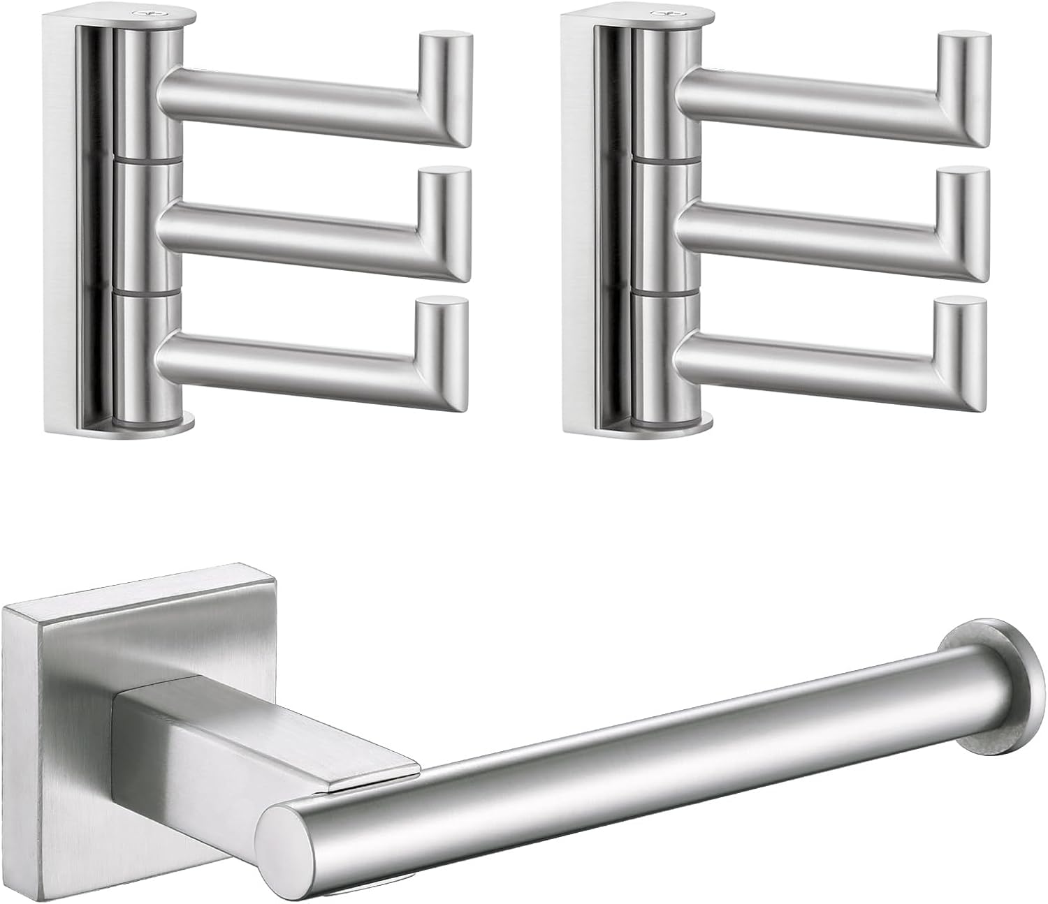 Suyar Swivel Towel Hook 2 PCS Bundle with Toilet Paper Holder (Brushed Nickel)