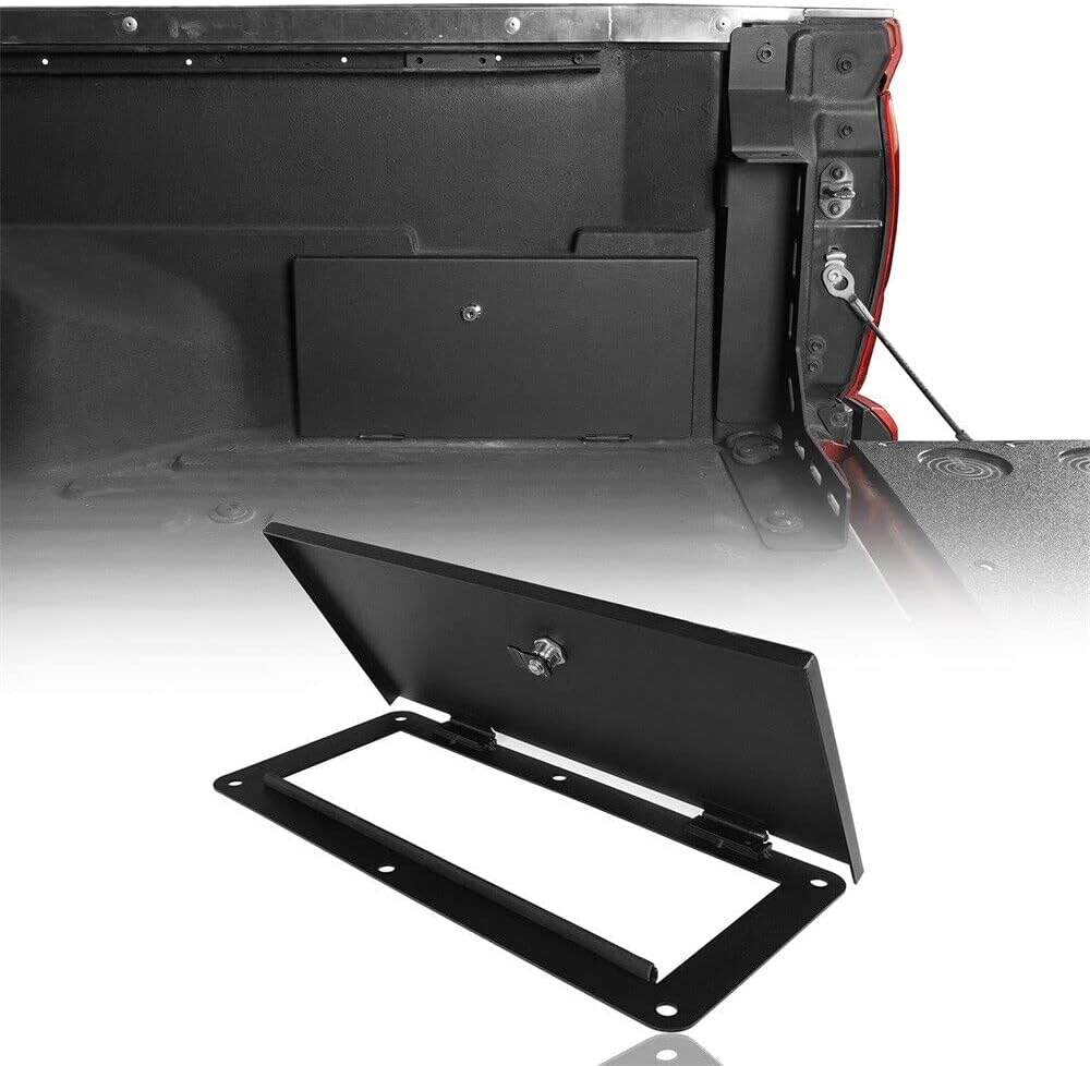 ERIDANUS Auto Accessories for Toyota Tacoma 2023 2022 2021 2020 2019 2018 2017 2016 Rear Bed Storage Security Locking Lid Extra Storage Box Cover (Black) Steel 1 PC