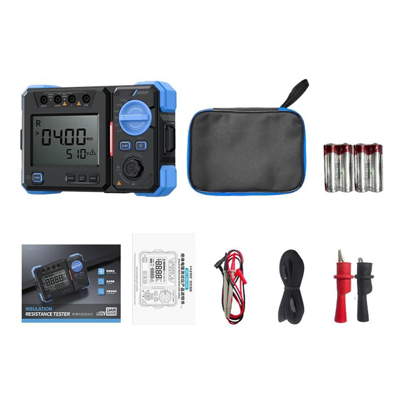 Portable Electrical Insulation Resistance Tester with Impacts Resistant ABS Construction Measurement Technology Insulation Tester ABS