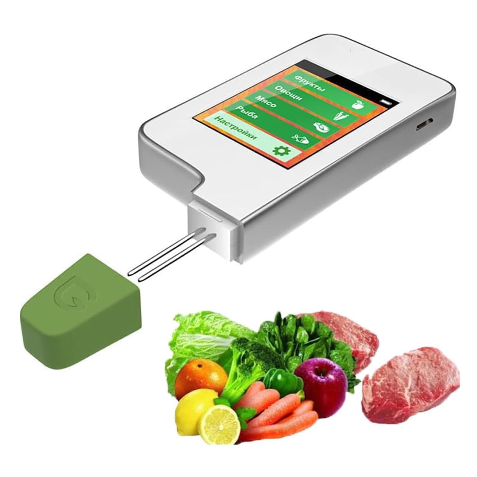 Tester di Nitrati Alimentari Digitali, Misuratore di Frutta/Verdura/Carne, Gamma di Rilevamento dei Nitrati: 0-9999mg/kg, 3 Colori Risultati del Display, per Negozio, Casa