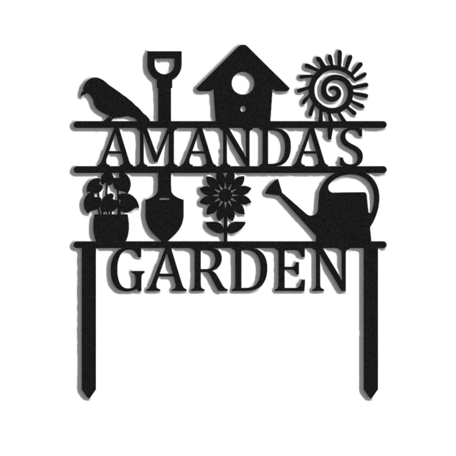 Nanlili PoroX Personalized Metal Garden Sign,Metal Garden Stake Sign, Metal Garden Sign,Custom Gardener Name Signs,Metal Yard Art,Gardening Gifts,Yard Decor, Metal Art Wall Decor