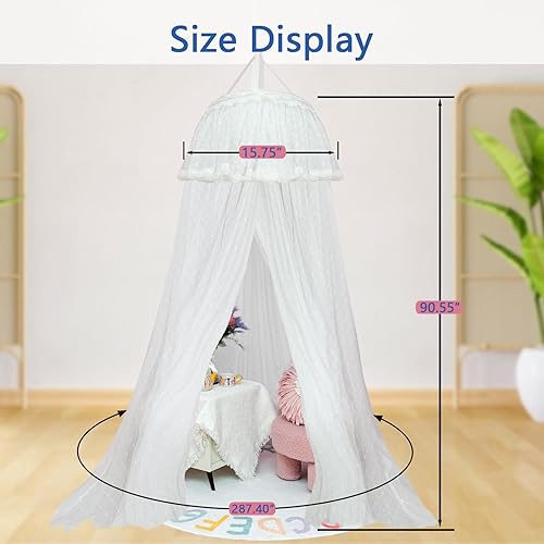 Miniatura 7 de Daksha Mejora la habitación de tu niña con un toldo de cama blanco delicadamente diseñado crea una sensación de castillo de princesa con tela única