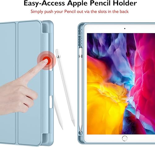 Miniatura 2 de iMieet Funda para iPad 9.7 (modelo 20182017, 65 generación), funda inteligente con portalápices y parte trasera de silicona suave de piel de bebé y