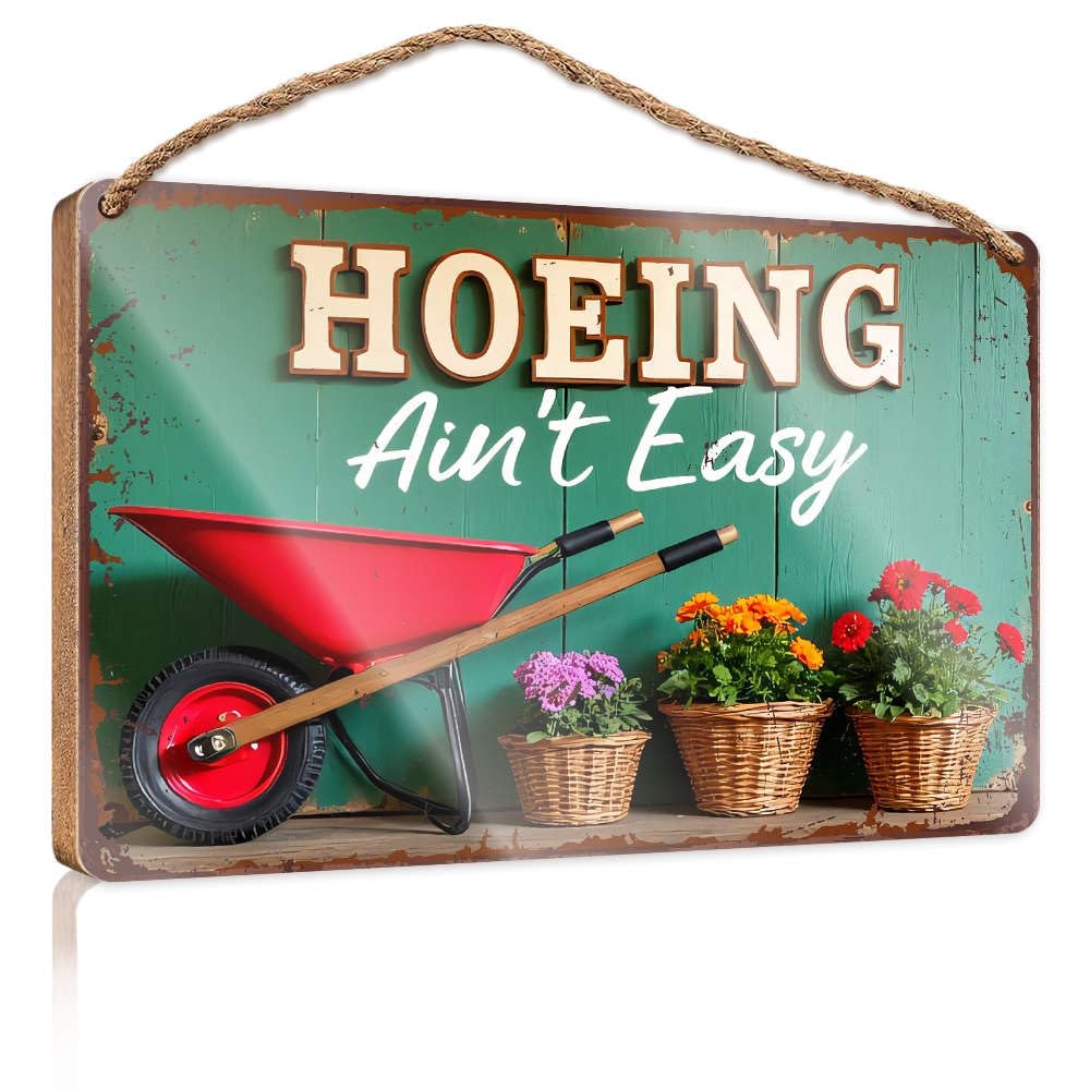 Funny Desk Live Signs Hoeing Ain't Easy. Rustic Kitchen Decor And Accessories Fall Signs Fo(15X28CM)