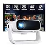 Smart Projector with WiFi and Bluetooth Built-in 10000+ Apps - 450 ANSI 4K Support Mini Movie Projector Native 1080P with 120° Rotation, Auto Keystone & Zoom 2025 New Portable Bedroom Proyector