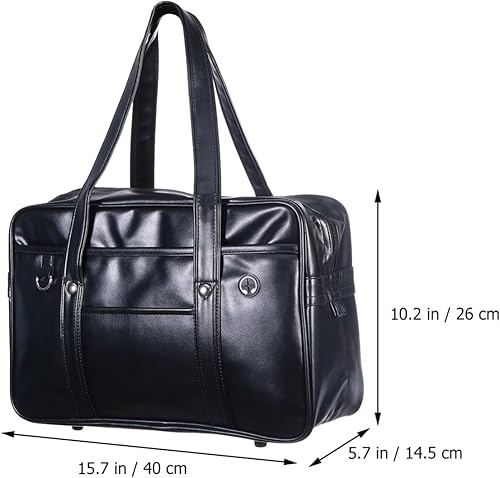 Miniatura 5 de Mikikit Bolsa de viaje portátil de cuero para hombre, bolsa de hombro para portátil, maletín para libros, para hombre, uniforme japonés, bolsa de