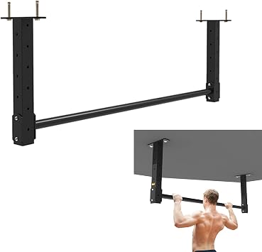 Black Pull Up Bar Wall Mounted Steel Pull Up Bar, Ceiling, Home Height Adjustable Arm Strength Exercise Push Up Bar, Load 200kg 98cm, 120cmSize98CM