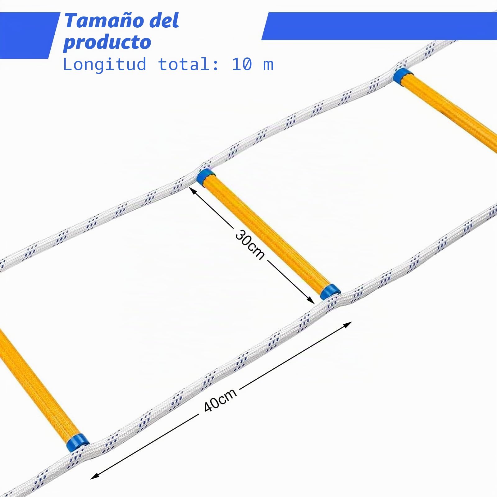 Escalera de cuerda resistente al fuego, portátil para ventanas y balcones, de nailon (10 m), adultos