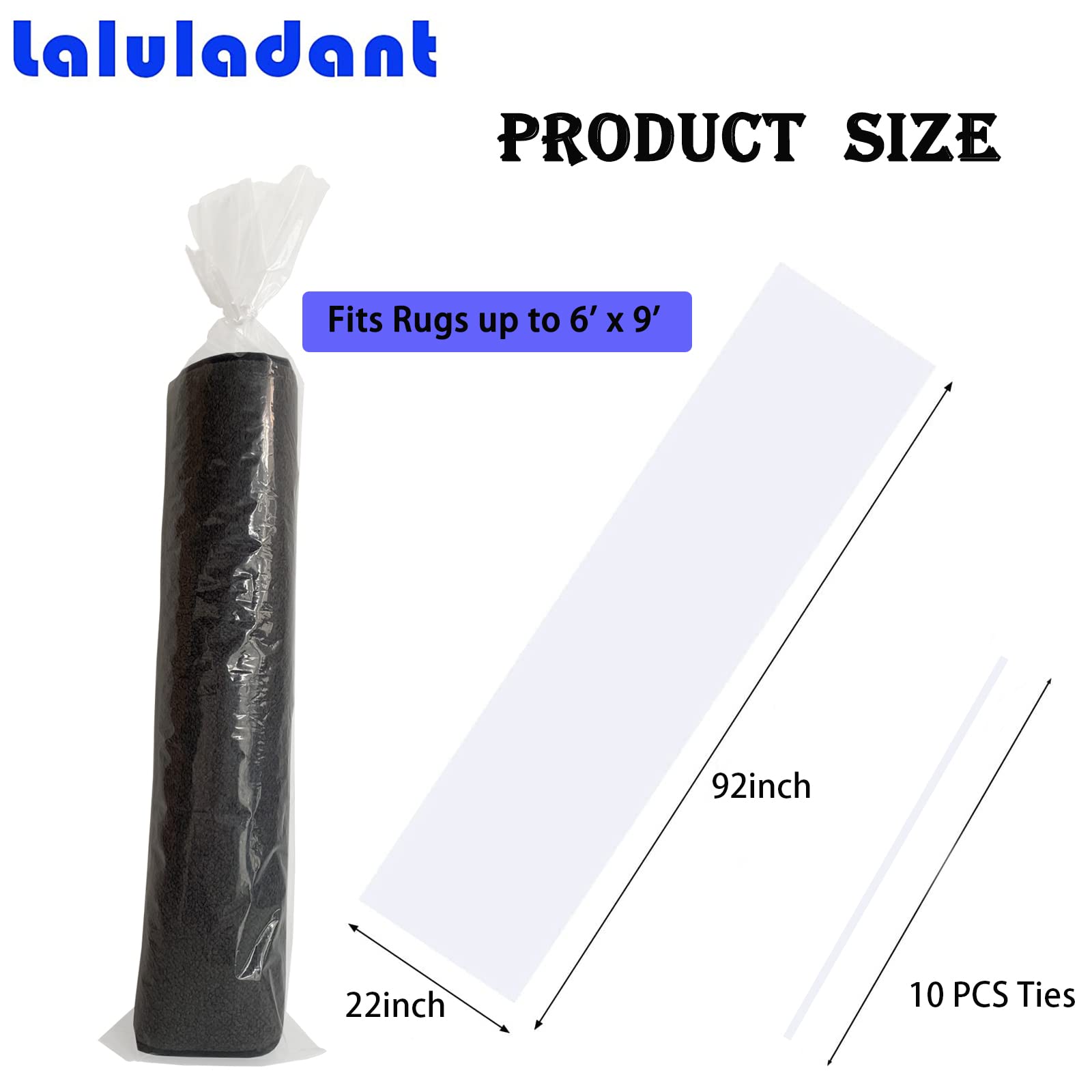 Lot De 4 Sacs De Rangement Tapis XXL + 10 Attaches - Transparent 4,5 Mil - Jusqu'à 1,8 X 2,7 M - Déménagement & Stockage
