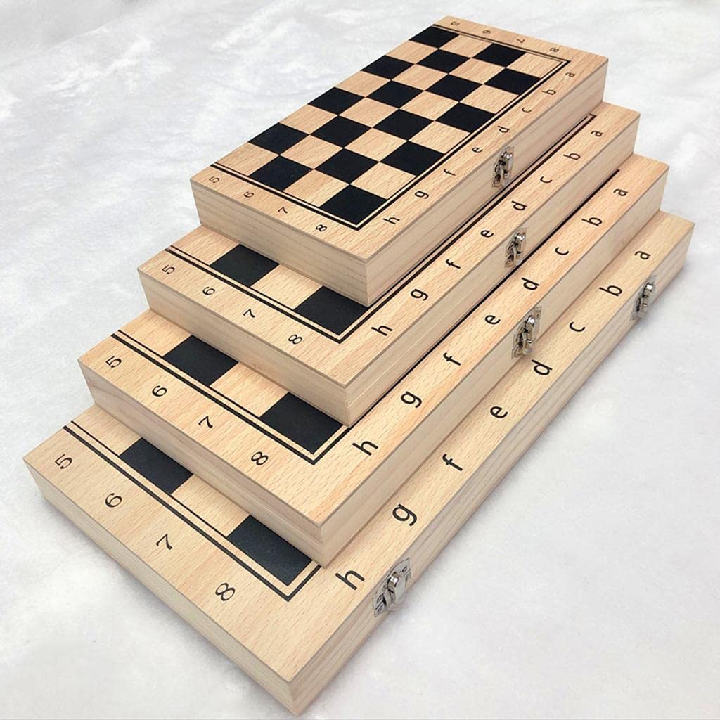 Jeu D'échecs Portable en Bois, Jeu Classique pour Adultes, Noir + Blanc, 39x39cm