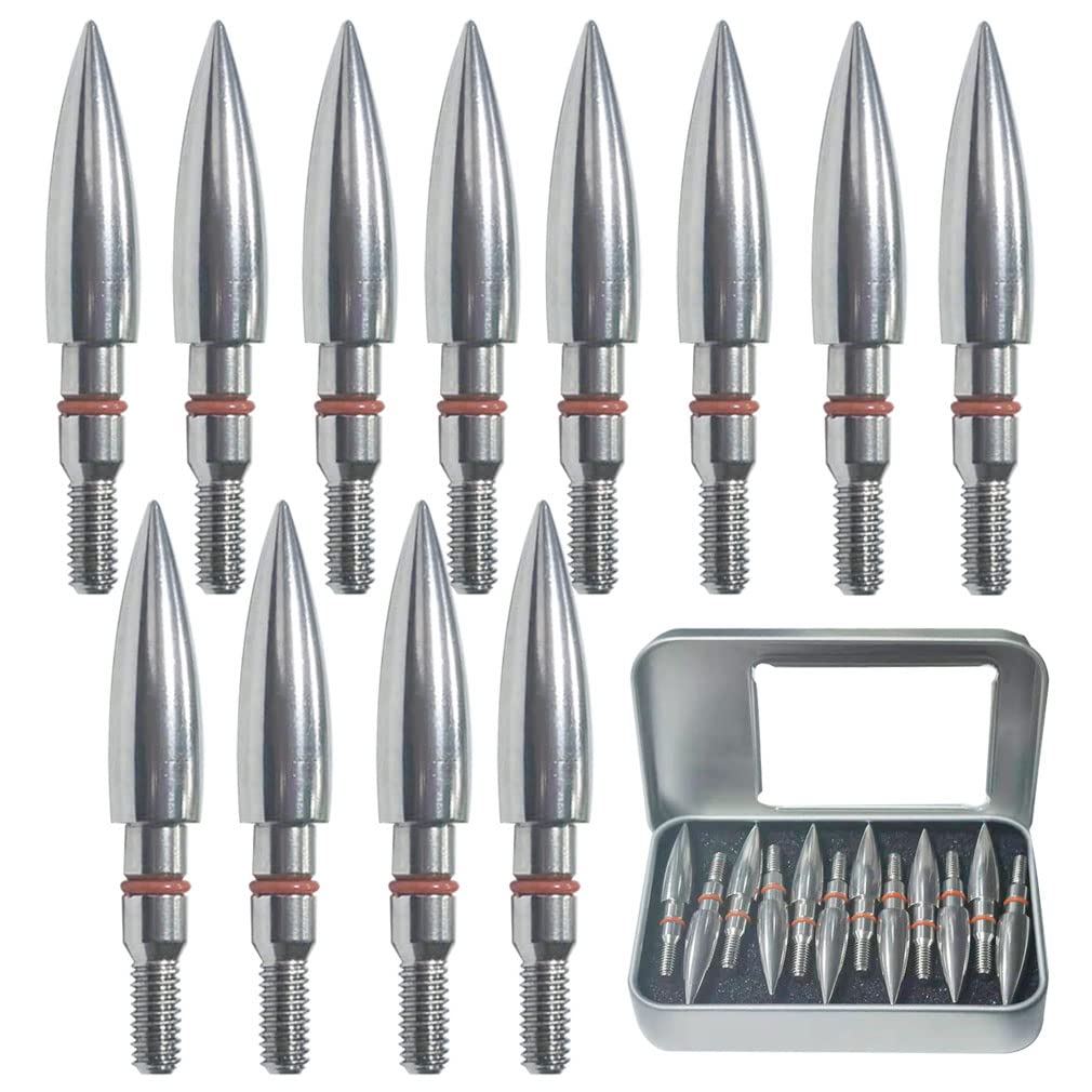 100/125/150/200/300 Grains Archery Field Points Practice Field Tips, Archery Target Practice Hunting Arrow Tip for Recurve, Compound Bow Crossbow, Stainless Steel Screw in Broadheads
