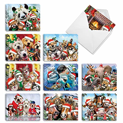 The Best Card Company - Variety Pack of 20 Christmas Greeting Cards with Envelopes, Humor Holiday Assortment for Men and Women (10 Designs, 2 Each) Merry Christmas to Zoo AM6652XSG-B2x10