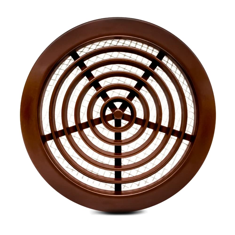Brown Mini Round Air Vent Grille Ø 80mm with Flange and Fly Screen Ventilation Cover