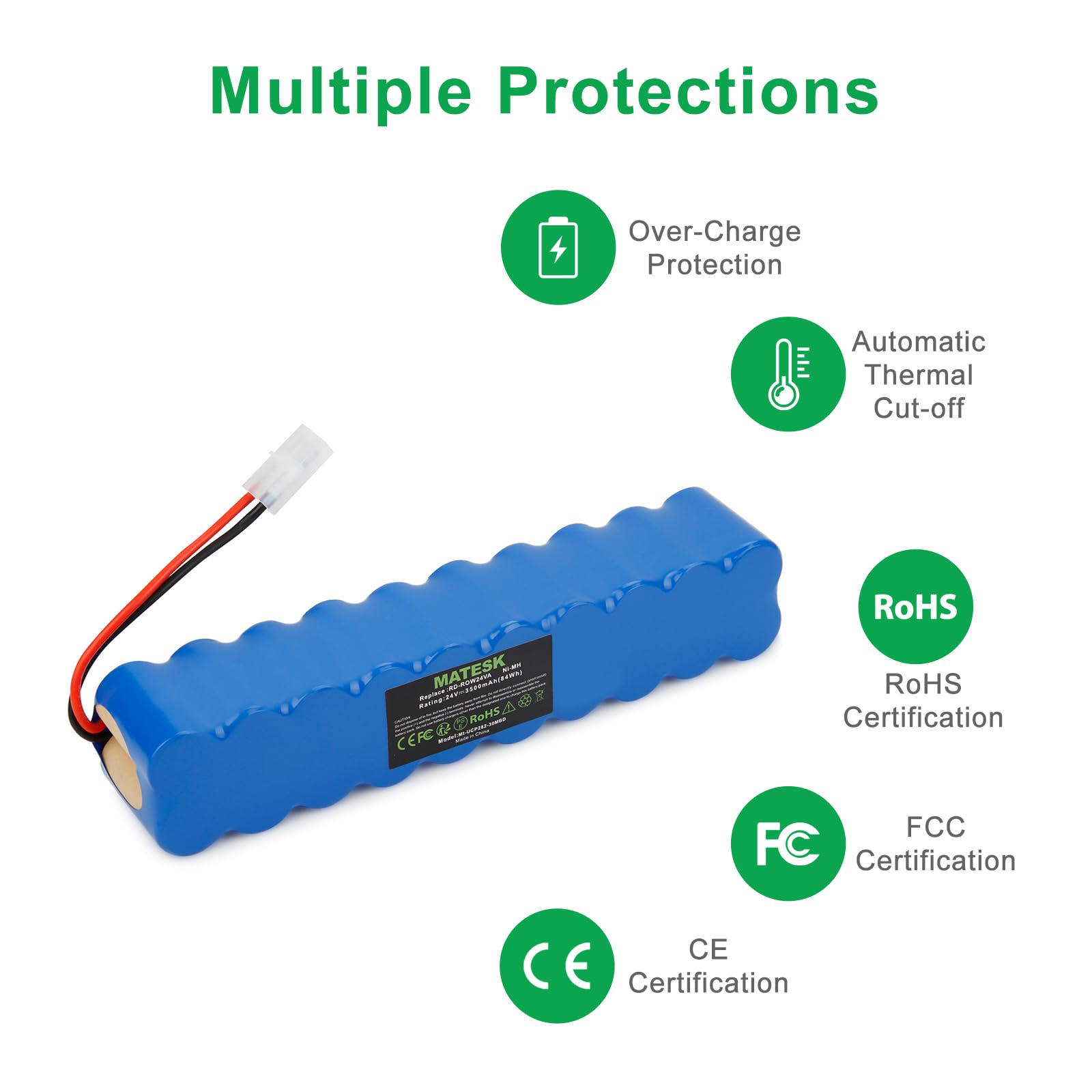 Batteria Per Aspirapolvere Rowenta 24V 3000mAh Ni-MH - Ricambio Per Modelli RH8770, RH8779 - Foto 2