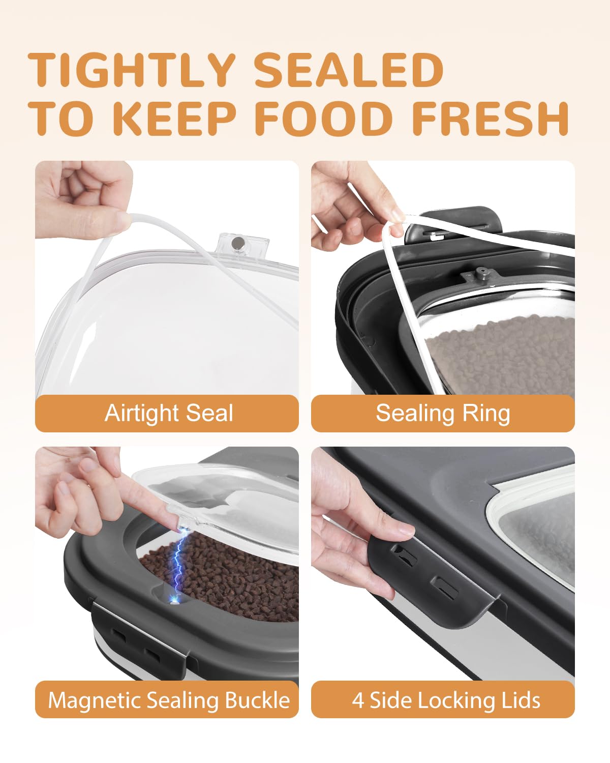 DDMOMMY 20-23Lbs Dog Food Storage Container - Collapsible Dog Food Container with Attachable Casters and Scoop,Travel Silicone Bowl, Pet Food Storage Containers to Keep Dry Food Fresh,Easy to Move