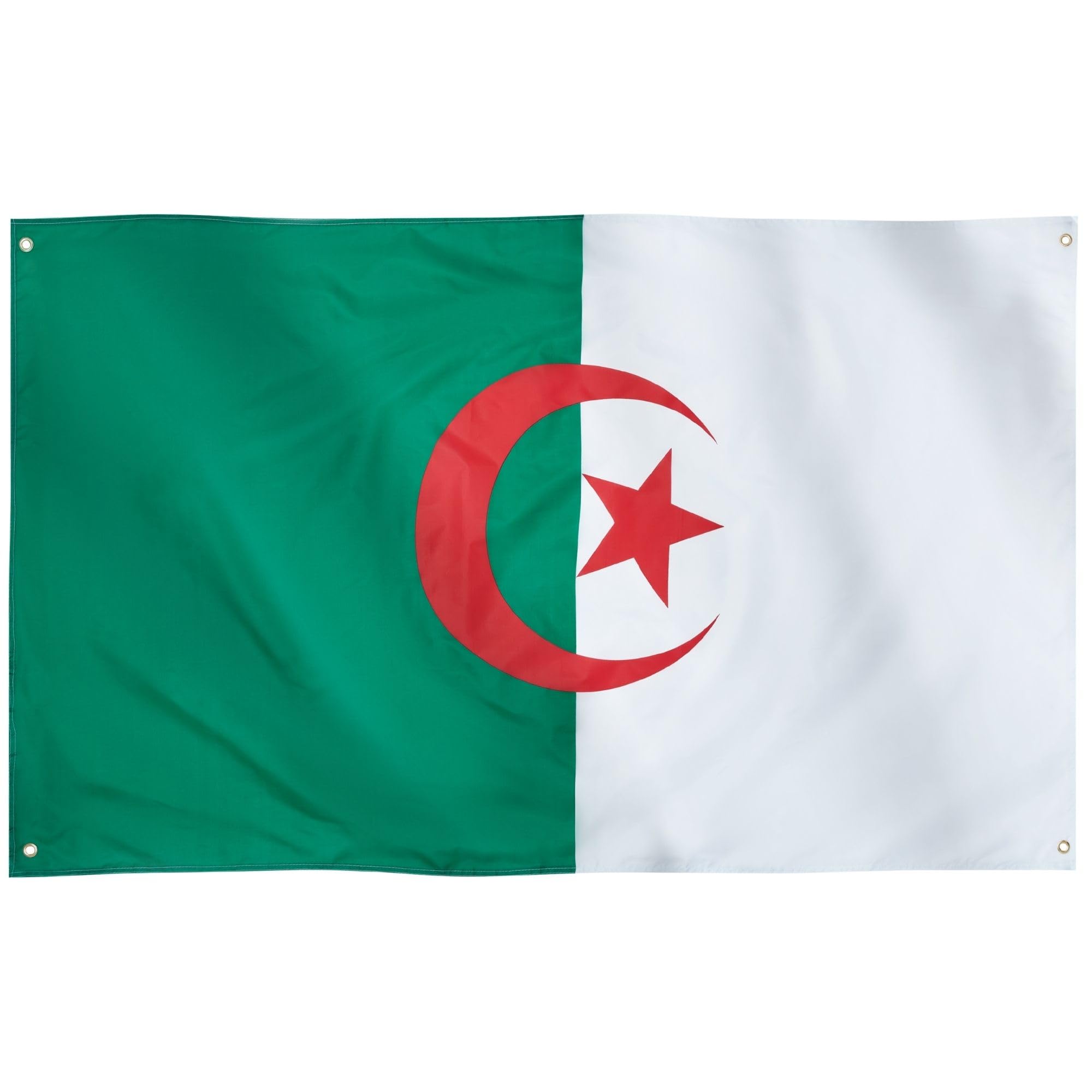 Runesol Algeria Flag, 91x152cm, 3ft x 5ft, 4 Grommets, Eyelet In Every Corner, Algerian Flag, العلم الجزائري, National Flag Of Algeria, Yennayer, Premium Flags, Inside, Outside, Vivid Colours