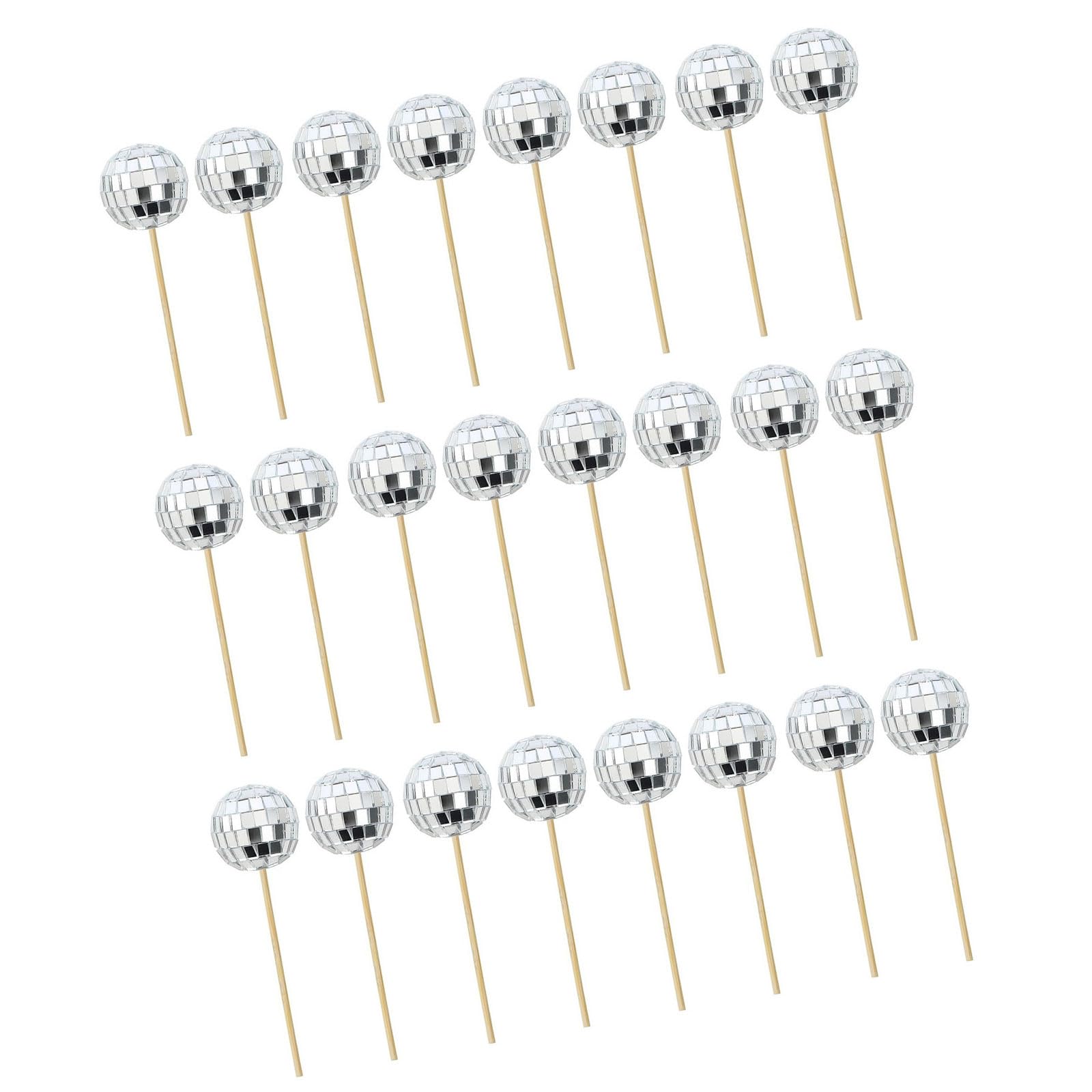 Kalttoy 4Cm 24Pcs Reflective Sphere Toppers For Cake Decoration Easy Install Ornament For Cupcake Birthday Cake Accessories Reflective Sphere Picks