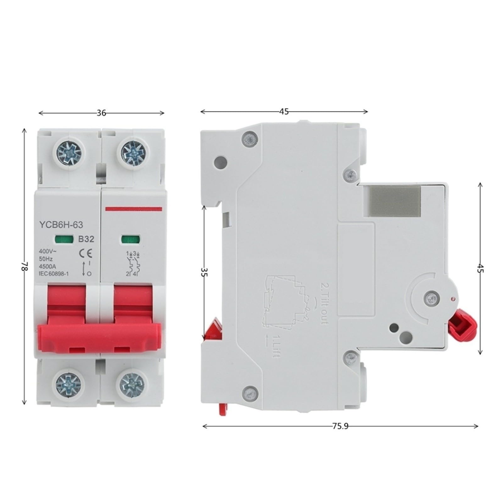 Compatibile Con CNC, Interruttore Automatico Curva B 1~2P B16/B32A DIN