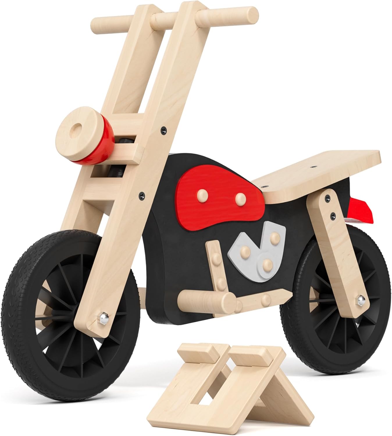 Wooden Balance Bike for Kids with Wood Bike Stand, Develops Motor Skills & Balance, Bike for Beginners