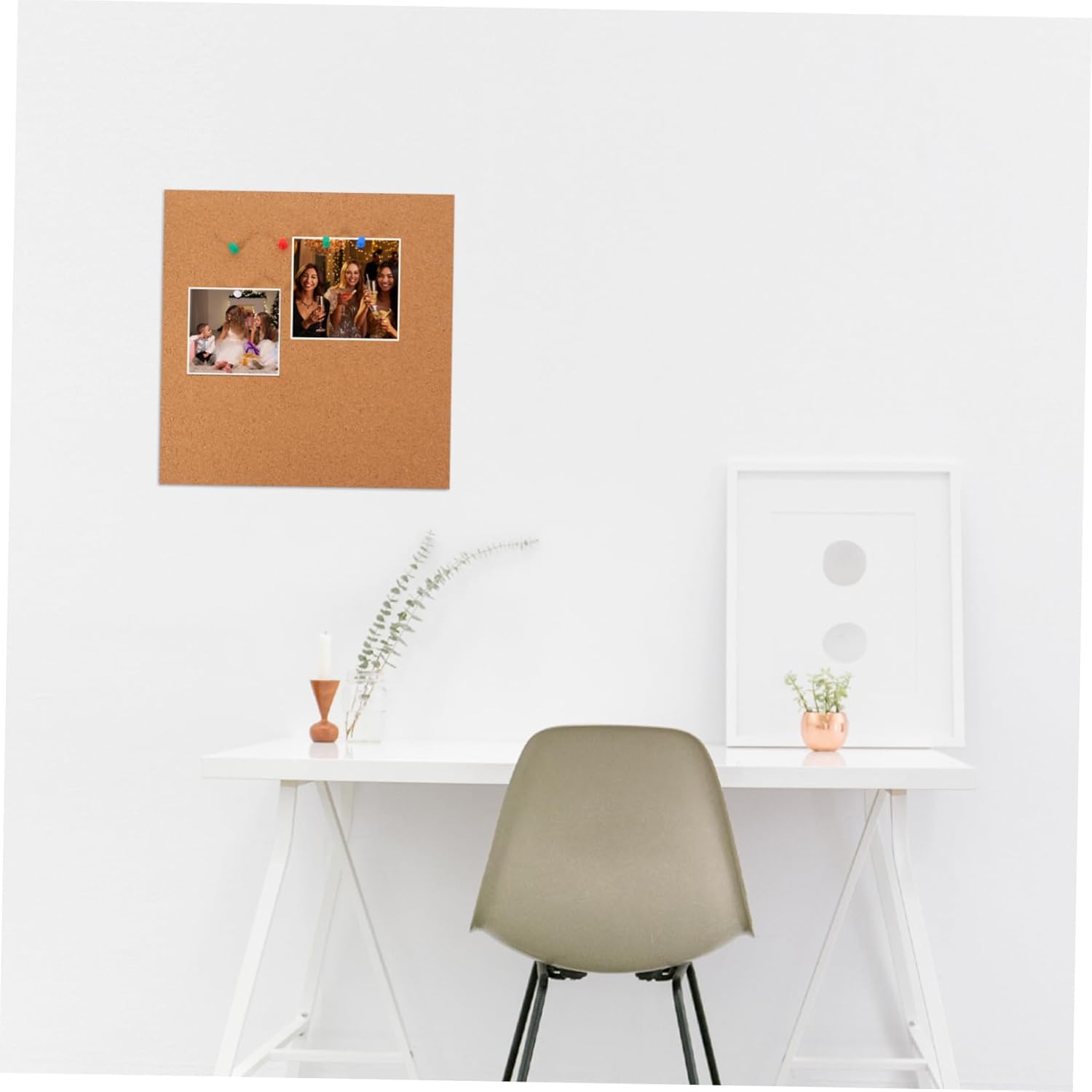 Holibanna Reusable Self-Adhesive Cork Board Creative Bulletin Board for Photos Announcements and Displays Square Soft Cork Material for Home and Office Use