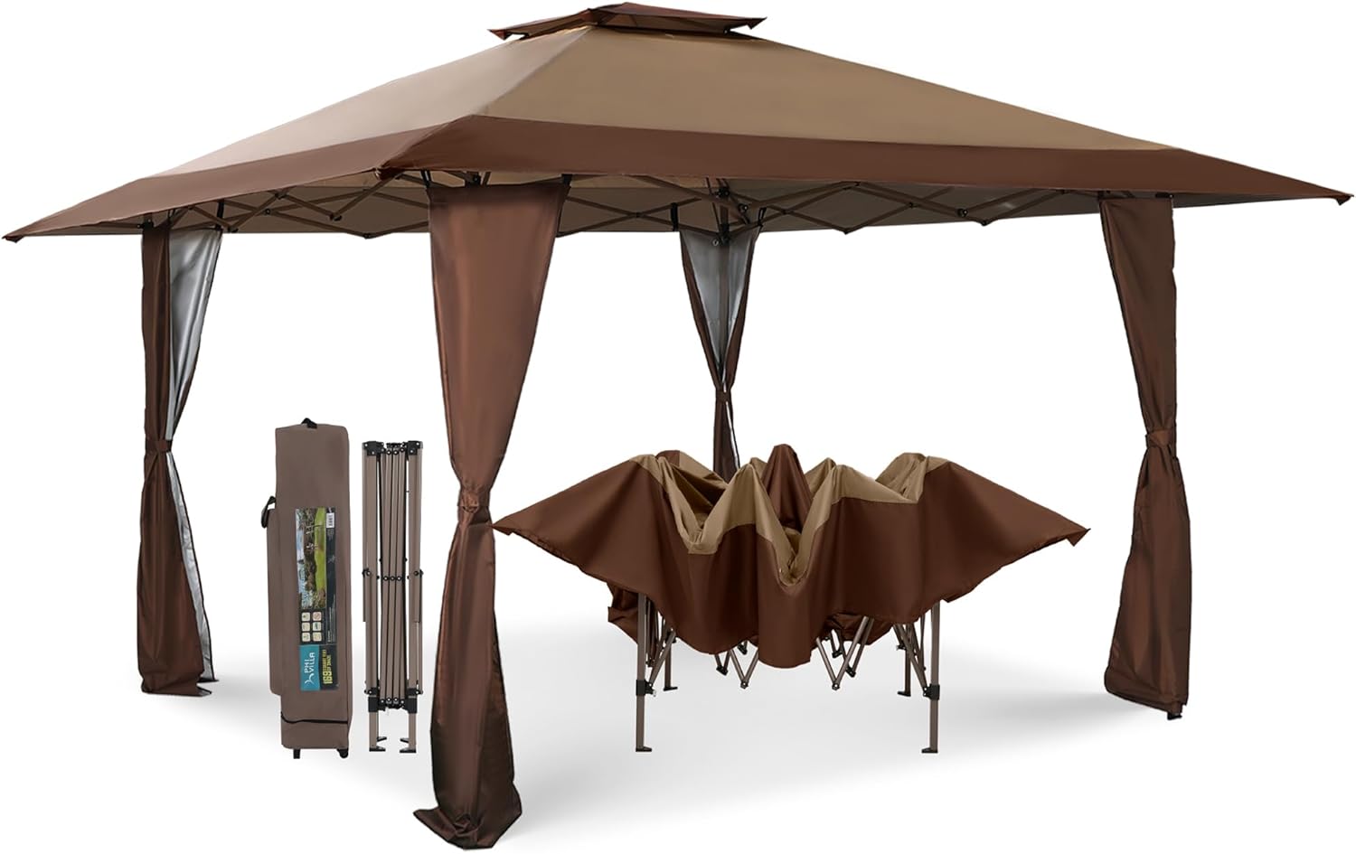 MFSTUDIO 13x13 Pop Up Canopy Tent, Gazebo Shelter Sun Shade Canopies Patio Portable Popup Tents Outdoor for Beach,Parties,Camping, 169 Sq. Ft of Shade