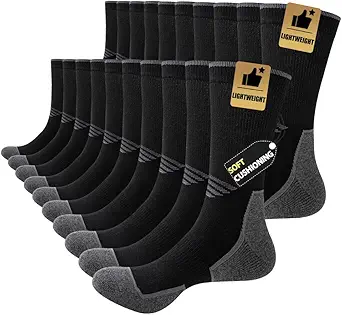 JOYNÉE 5/10 Pairs Mens Lightweight Athletic Crew Socks Cushioned Breathable Long Socks for Sports Running