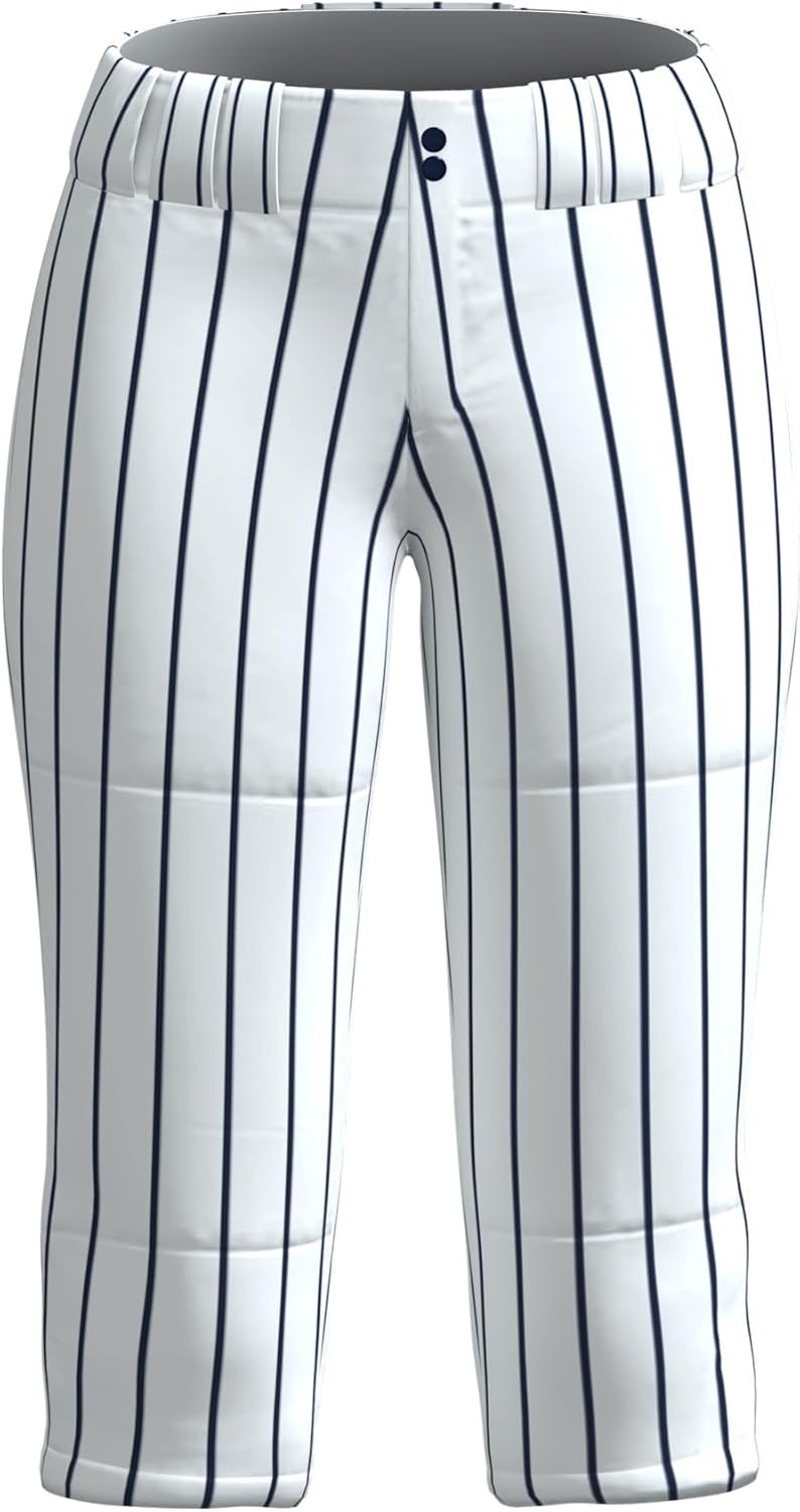 Boombah Women's Hypertech Fastpitch Softball Knicker Pants: Pinstripe Uniform Pants, Reinforced Knees, Mid-Rise, Elastic Cuff