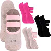 Kit 03 Pares de Meia Sapatilha Antiderrapante Pilates Trifil Com Dupla Faixa Tensora e Sustentação