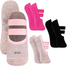 Kit 03 Pares de Meia Sapatilha Antiderrapante Pilates Trifil Com Dupla Faixa Tensora e Sustentação