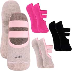 Kit 03 Pares de Meia Sapatilha Antiderrapante Pilates Trifil Com Dupla Faixa Tensora e Sustentação