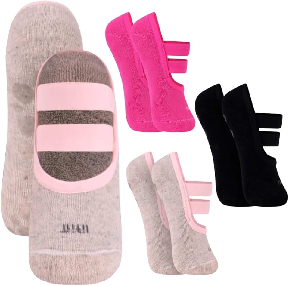 Kit 03 Pares de Meia Sapatilha Antiderrapante Pilates Trifil Com Dupla Faixa Tensora e Sustentação