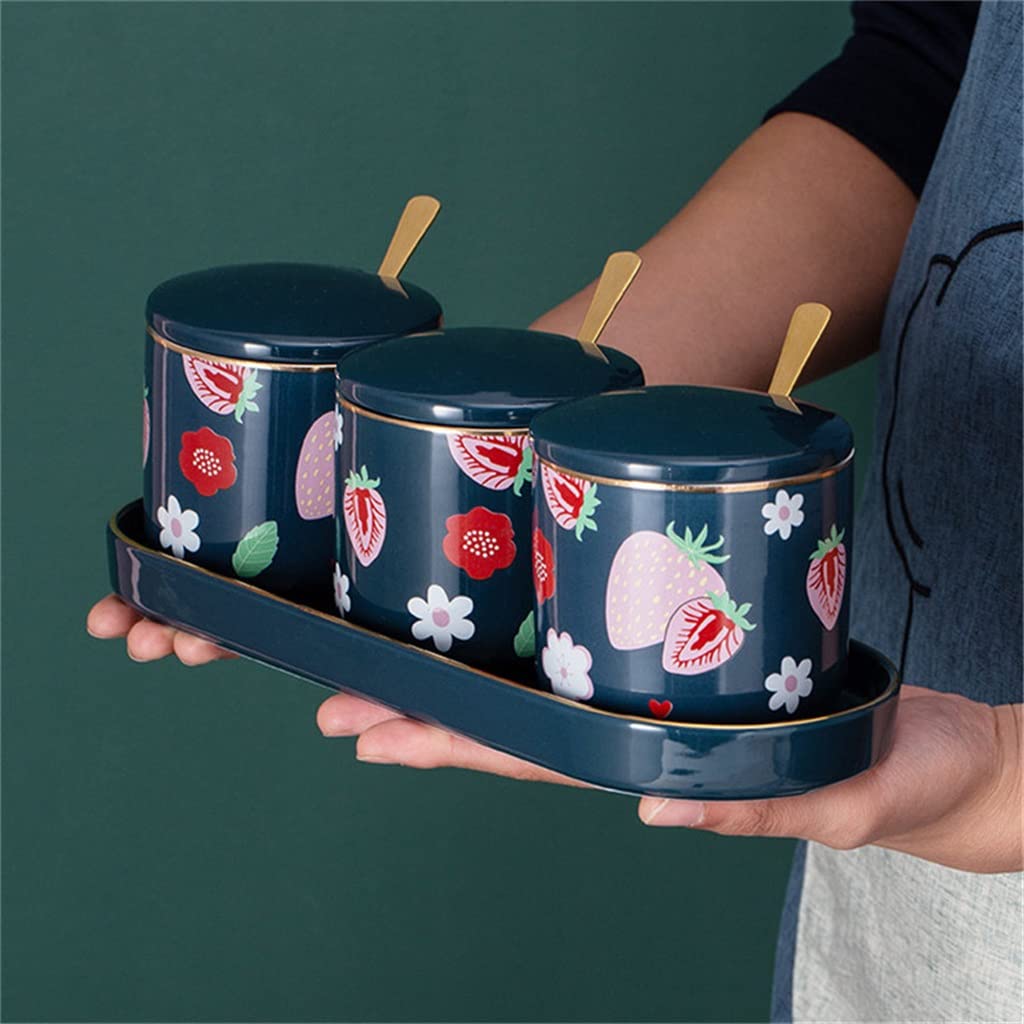 Ceramiczny słoik na przyprawy zestaw narzędzi kuchennych solniczka i pieprzniczka pudełko na przyprawy domowe z pokrywką (kolor: B, rozmiar (B jak pokazano na zdjęciu)