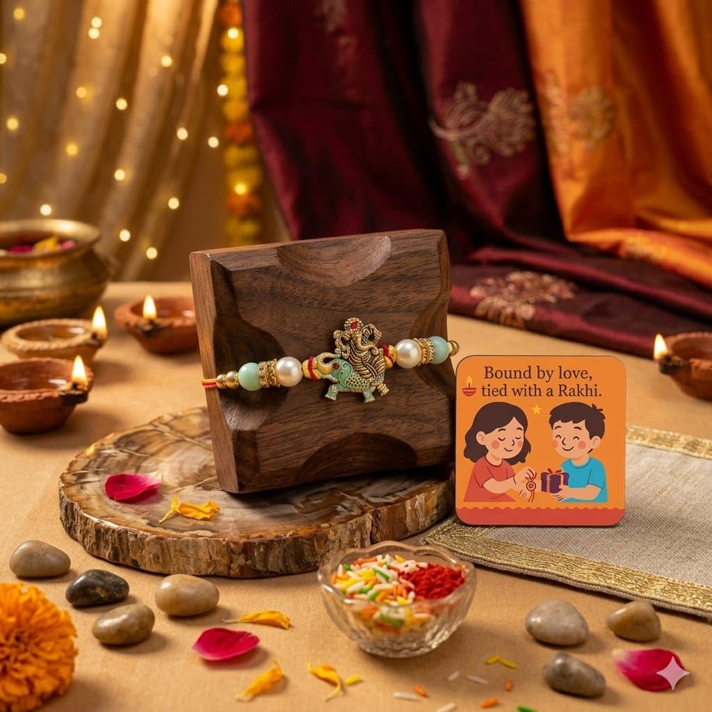 SAUDEEP INDIA Decorative Fridge Magnet for Refrigerator Decor | Ganesh Rakhi for Brother | Raksha Bandhan Gift Combo Set | Festive Home Decor Item | Spiritual Kitchen Decoration