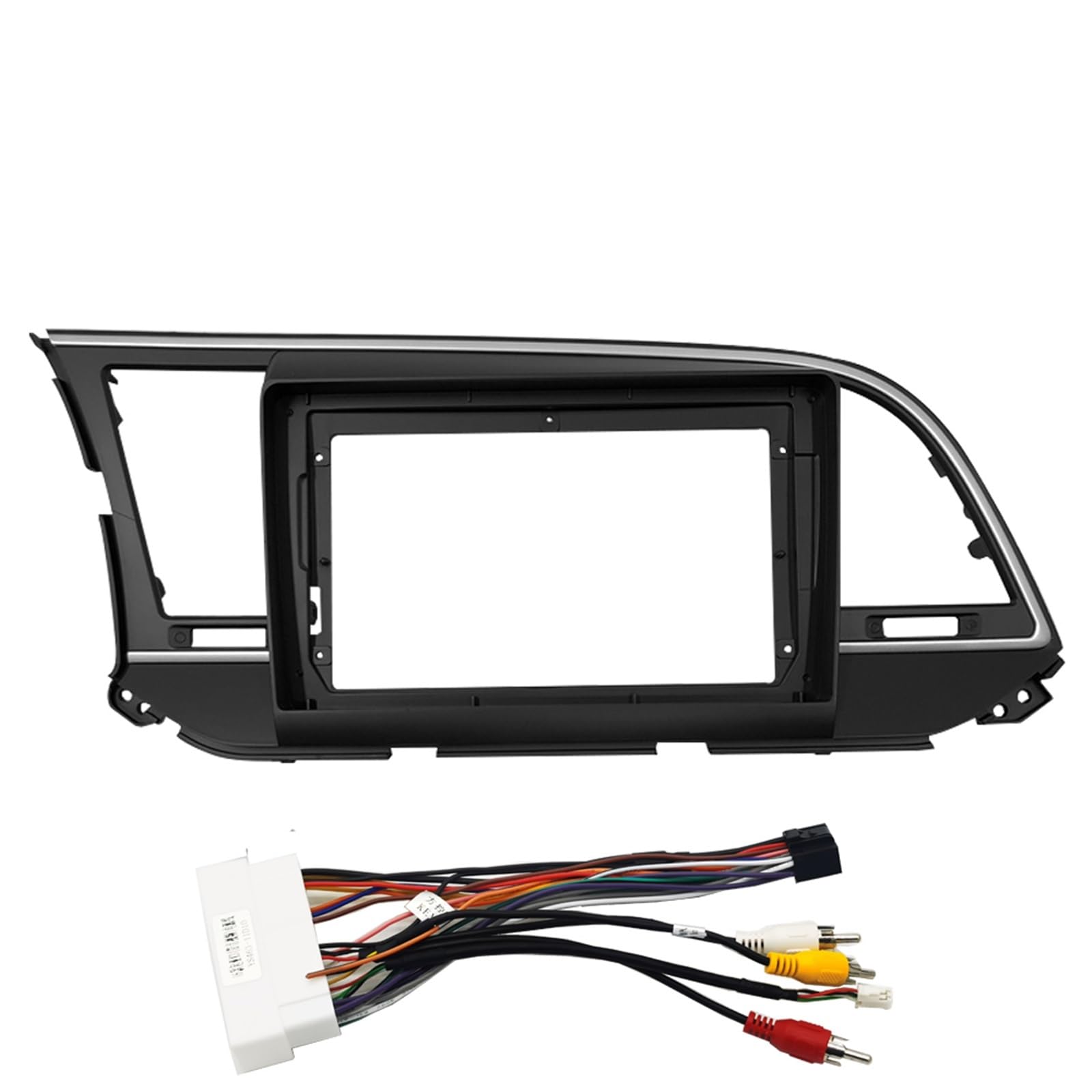 JKELPV Car Radio Frame Kit Fit For HYUNDAI Elantra 2012-2018 Double Din DVD Fascias Frame 9 Inch Car Fascia Trim Kit Audio Fitting Adaptor Radio adapter(Frame-2016-cord)
