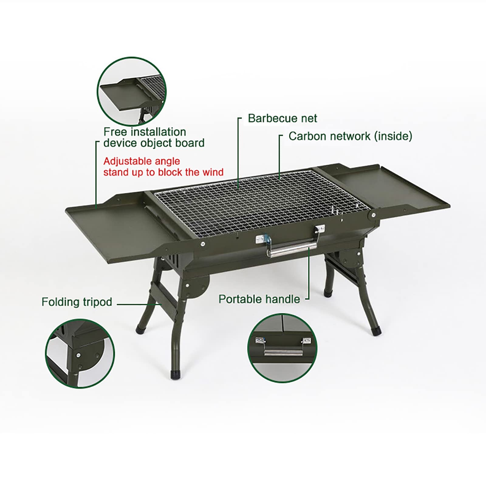 Griglia Da Campeggio Pieghevole DBREAKS - 55x30x18cm, Acciaio Al Carbonio | Per Barbecue All'Aperto - Foto 6