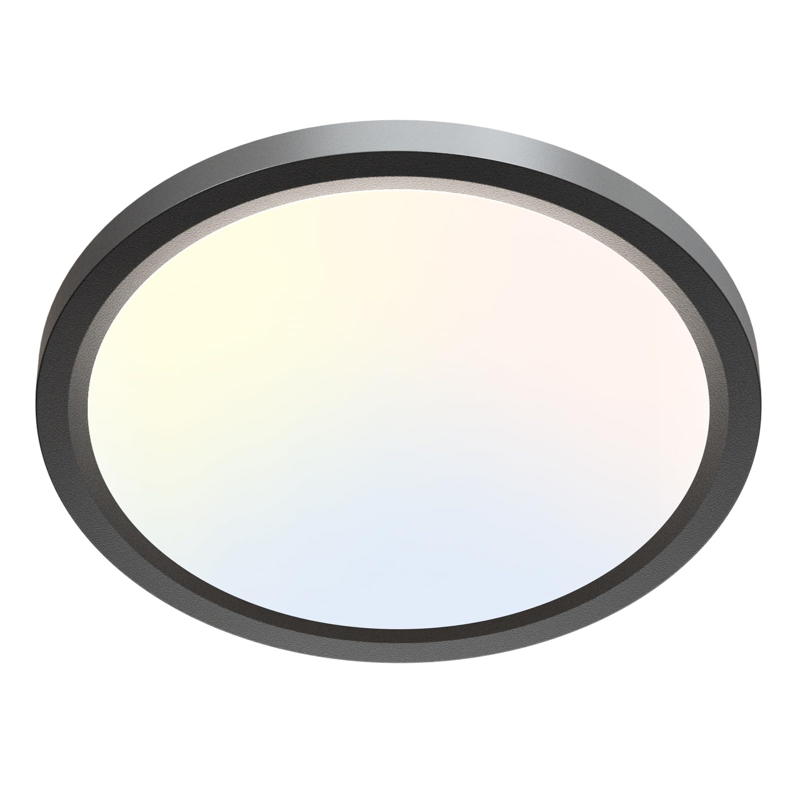 zemty LED Ceiling Light Fixture, 6.5-Inch 12W 1200lm Small Flush Mount Light, Adjustable 3000K 4000K 6500K Color Temperatures, Round Flat Recessed Lamp for Kitchen Closet Hallway Laundry, Black