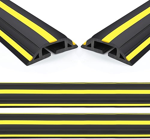 Miniatura 10 de Eapele Cubierta de cable de suelo de 6.5 pies, protector de cable resistente, fácil de desenrollar, evita peligros de tropiezos para oficina en casa