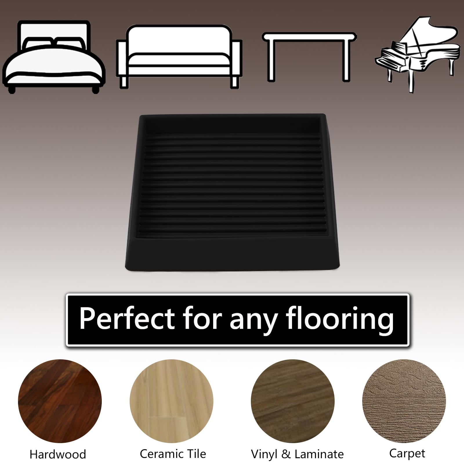 3 x 3 tazas cuadradas de goma para muebles, almohadillas antideslizantes para muebles, protectores de suelo con agarre, protege cualquier suelo