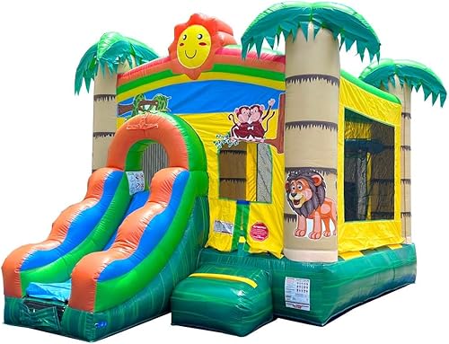 Miniatura 7 de Casa inflable con tobogán para niños 265 x 12 x 145 pies castillo sonriente tropical castillo sonriente con piscina de agua juguetes al aire libre y