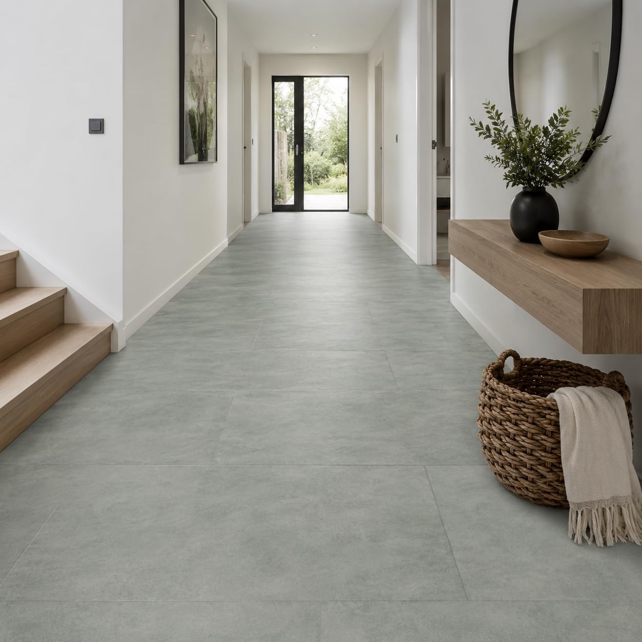 SPC - Pavimento in vinile da 4 mm, impermeabile, 60 x 30 cm, 12 piastrelle da 2,16 m², per interni (mosaico, 1 m²)