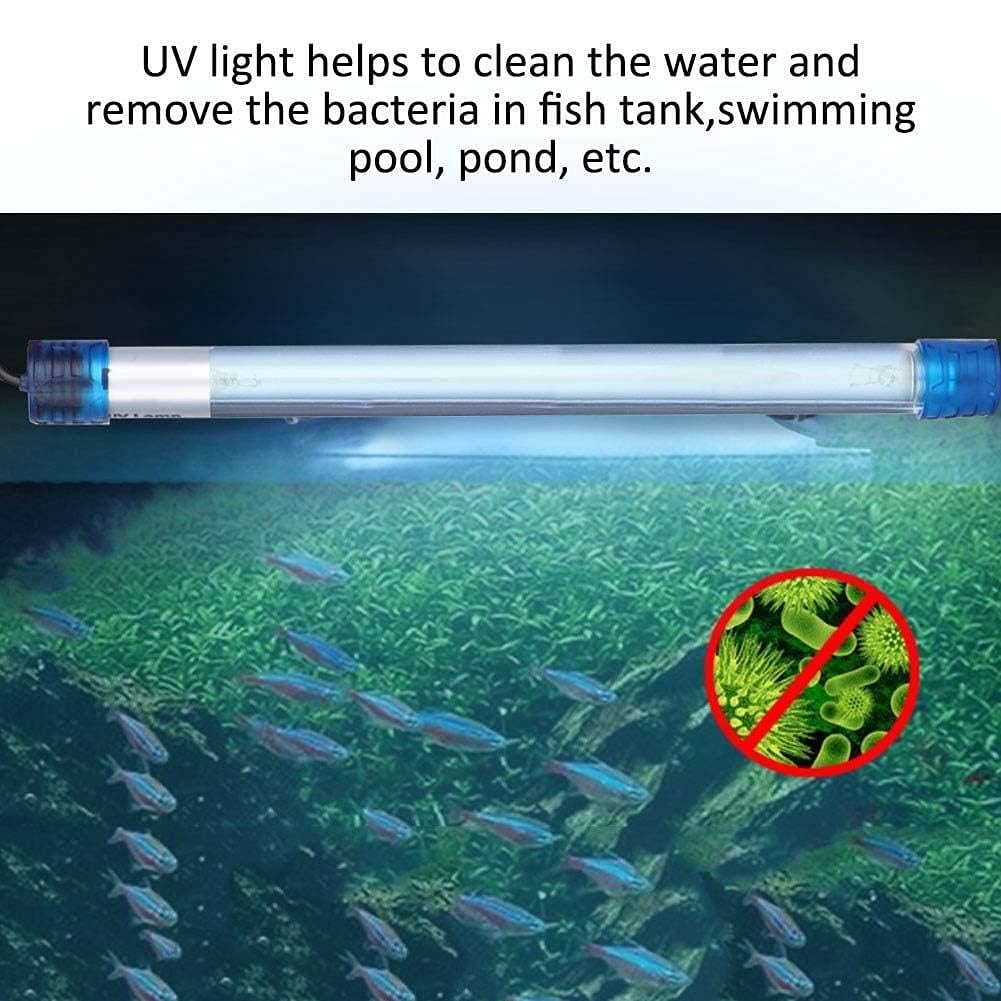 Pssopp Acuario Esterilizador UV Luz Agua Lámpara Limpia Sumergible Luz UV Algas Bacterias Matar Lámpara para Limpiar Acuarios Pecera Piscinas de Peces pecera(11W)