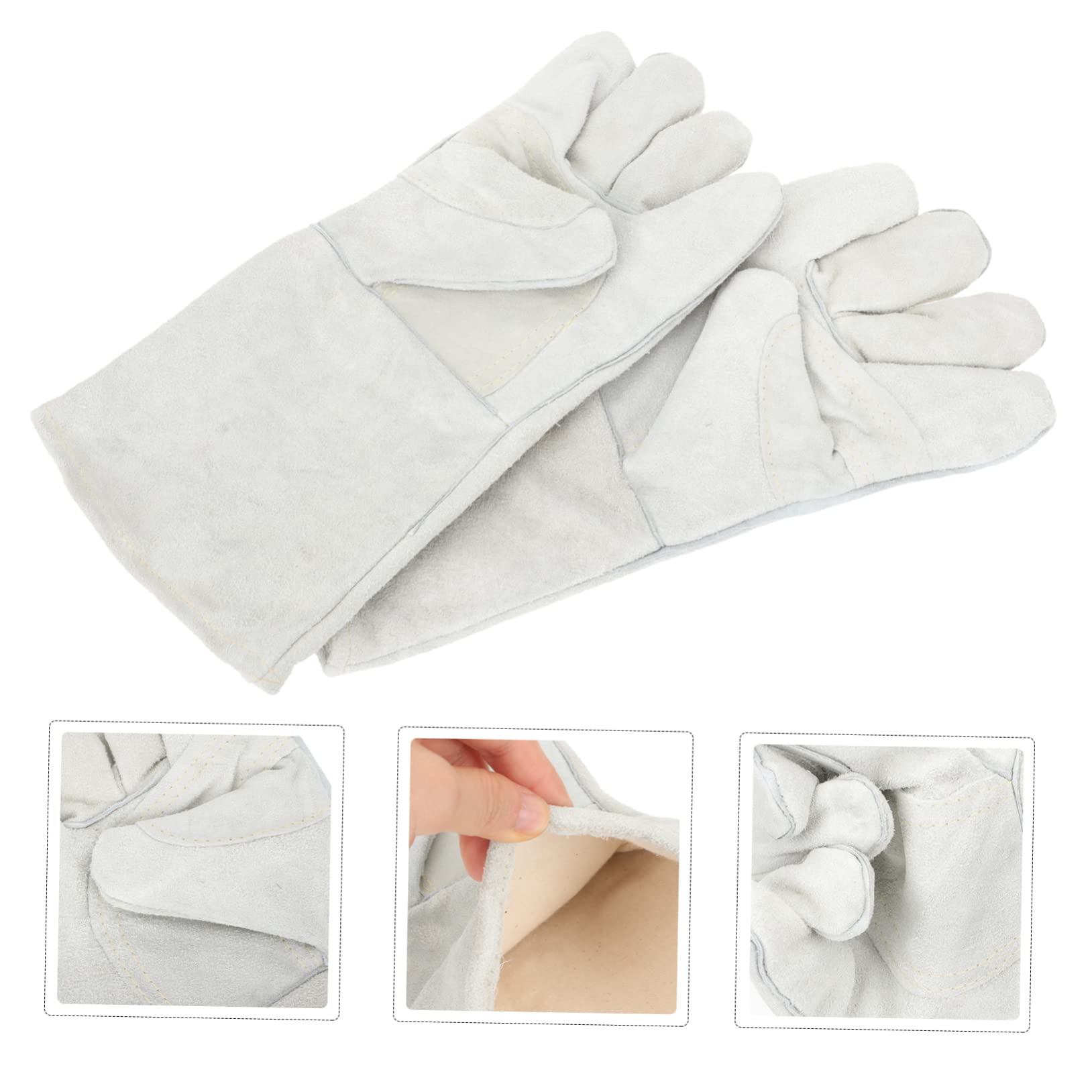 BESTonZON Electrician Gloves Heat Resistant Sturdy Leather Safety Mittens for Welding