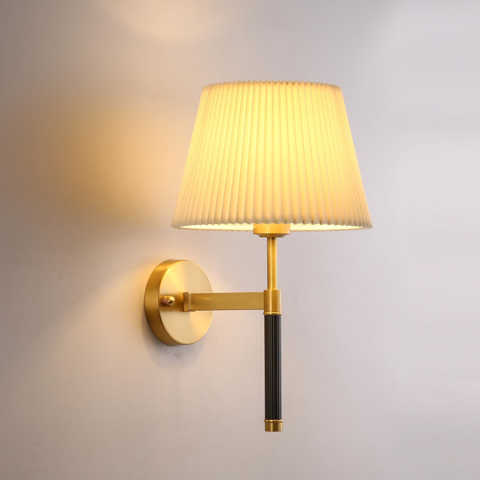 HUAYUSEDF American Brass Wall Sconces Modern Minimalist Fabric Light Living Room Bedroom Study Villa Hotel Dining Corridor (B 1 Light)(D 1 Light)