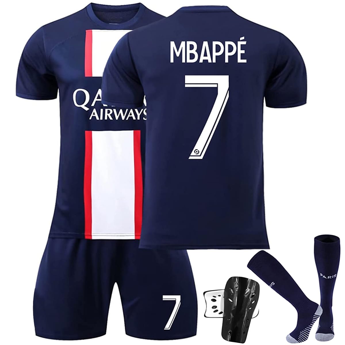 Genérico Conjunto de Fútbol para Niños, Equipacion Futbol Niño, Camiseta de Futbol, Azul Marino Camisetas de Futbol, Equipacion Futbol Niño con Calcetines, Rodilleras